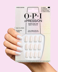 Kyoto Oyster Iridescent White Press-On Nails Hand and Product