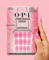 OPI xPRESS/ON Iconic Shades Short Talk to the Hand Pink Press-on Nails Hand and Product
