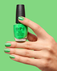Lime of My Life Green Shimmer Nail Polish Hand and Product