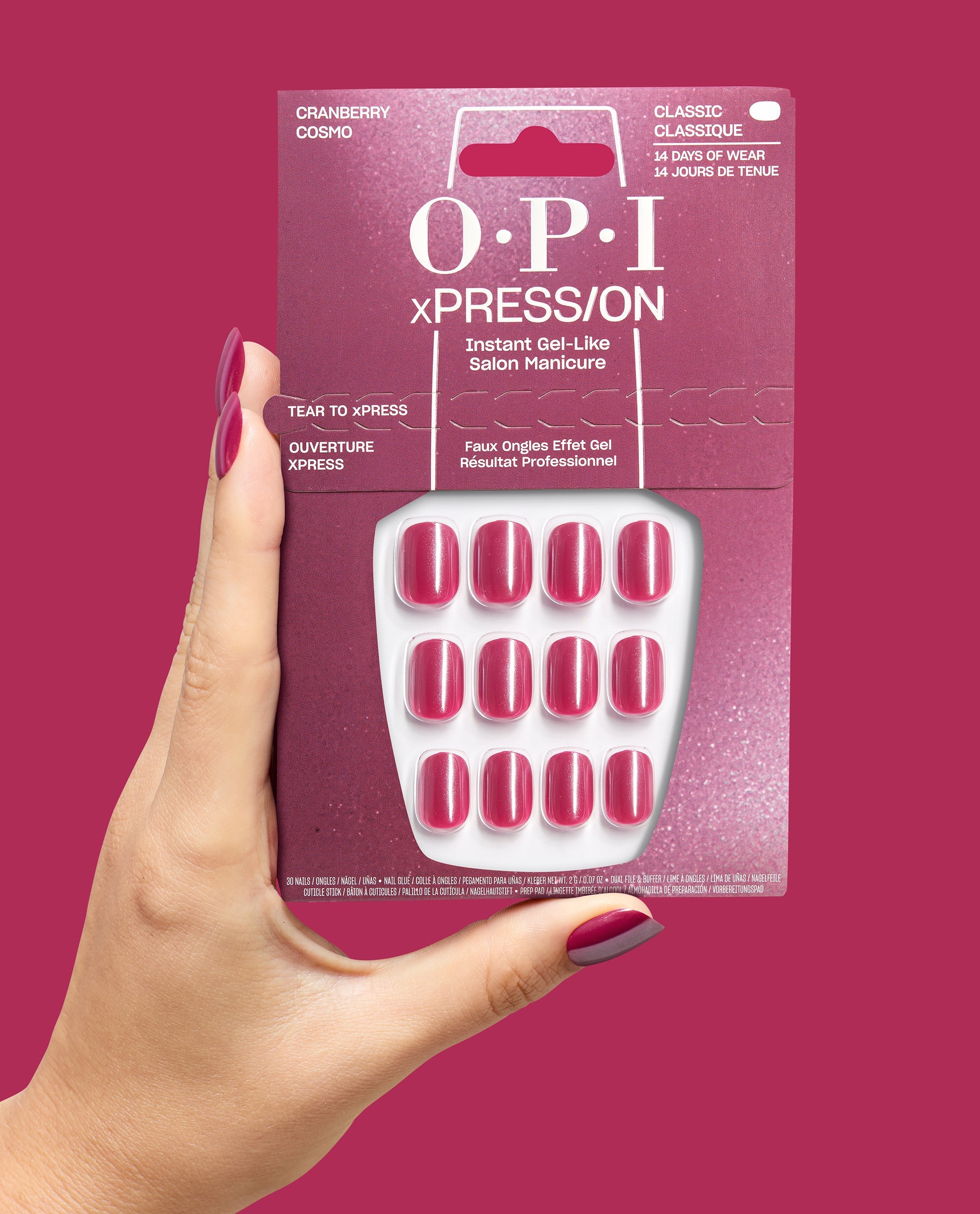 Cranberry Cosmo Glazed Cranberry Press-On Nails Hand and Product