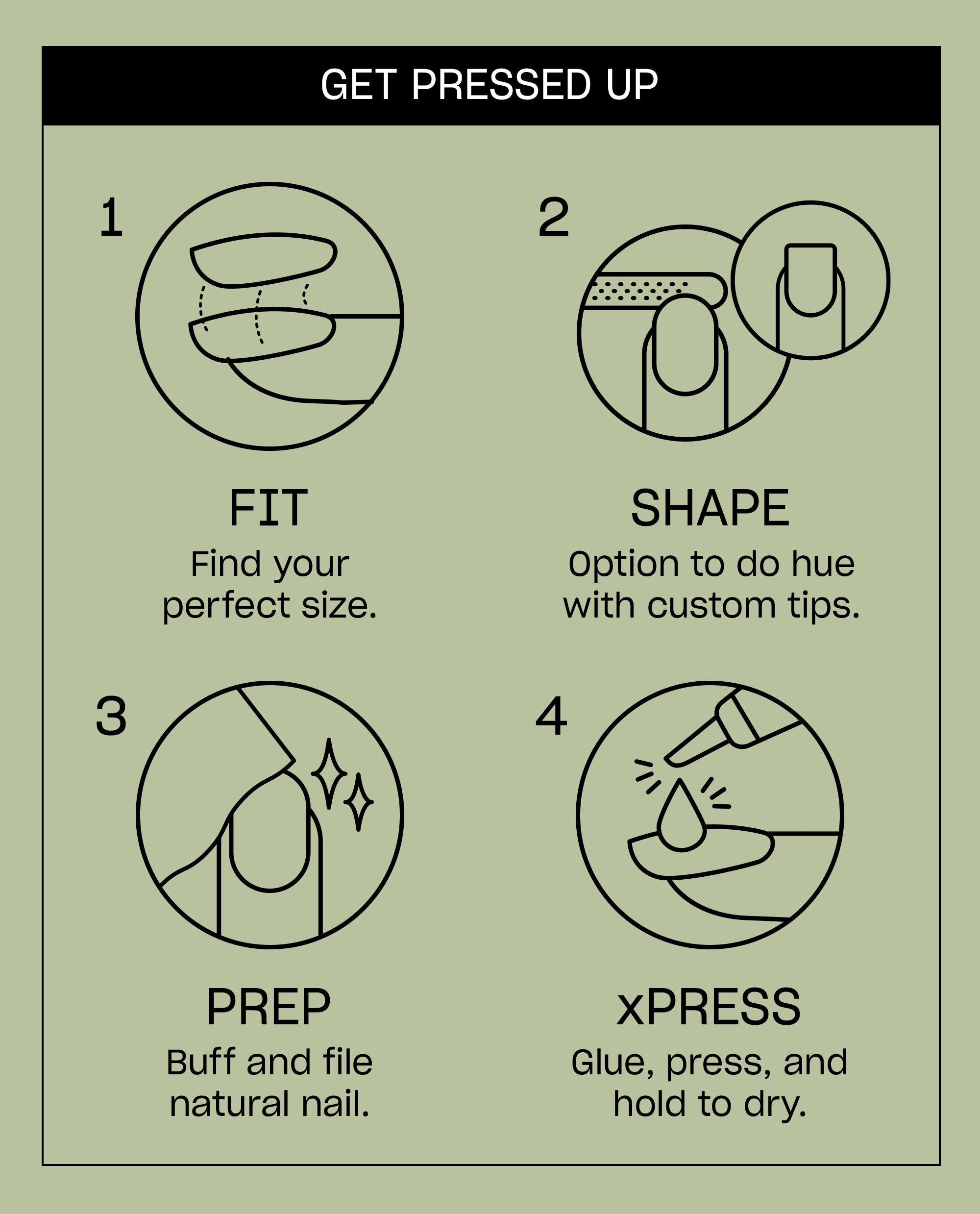 Glaze it 'til You Make it Green Chrome Press-On Nails Instructions