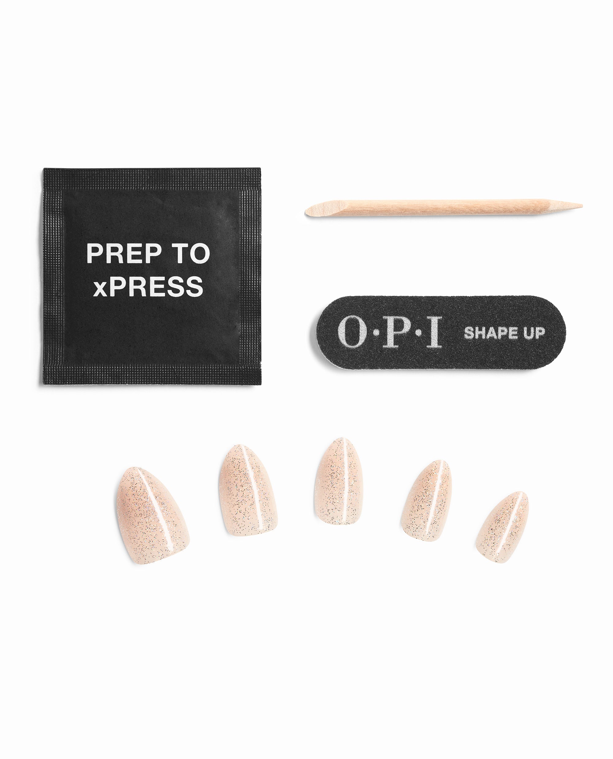 Taupe About Sparkle Neutral Almond Stick On Nails Contents