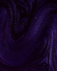 Don't Over Ink It nail lacquer swatch shows deep inky purple polish with blue-violet shimmer and glossy swirling texture, a bold OPI shade for fall nail colors.