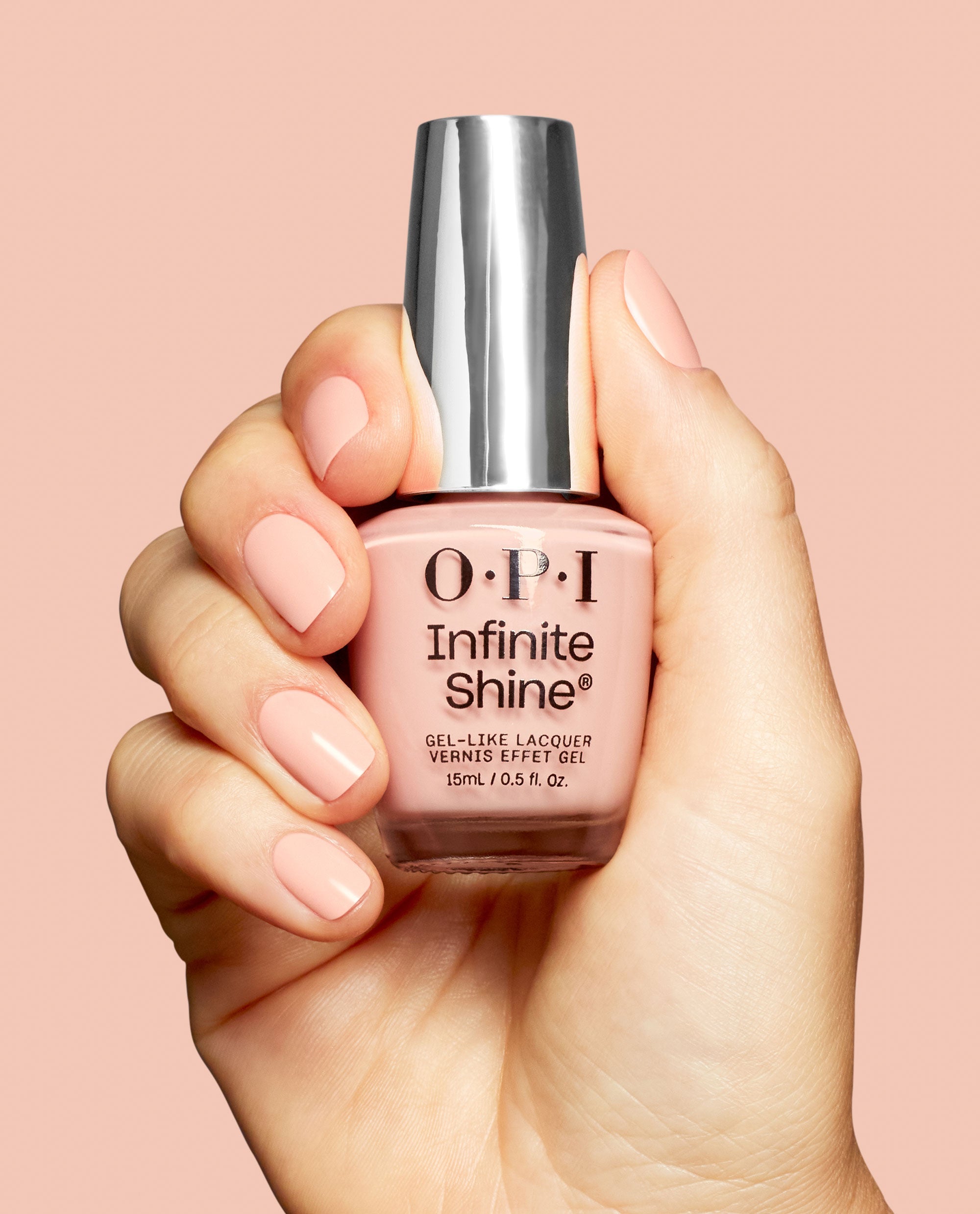 Dulce De Latte Long Lasting Pink Nail Polish Hand and Product