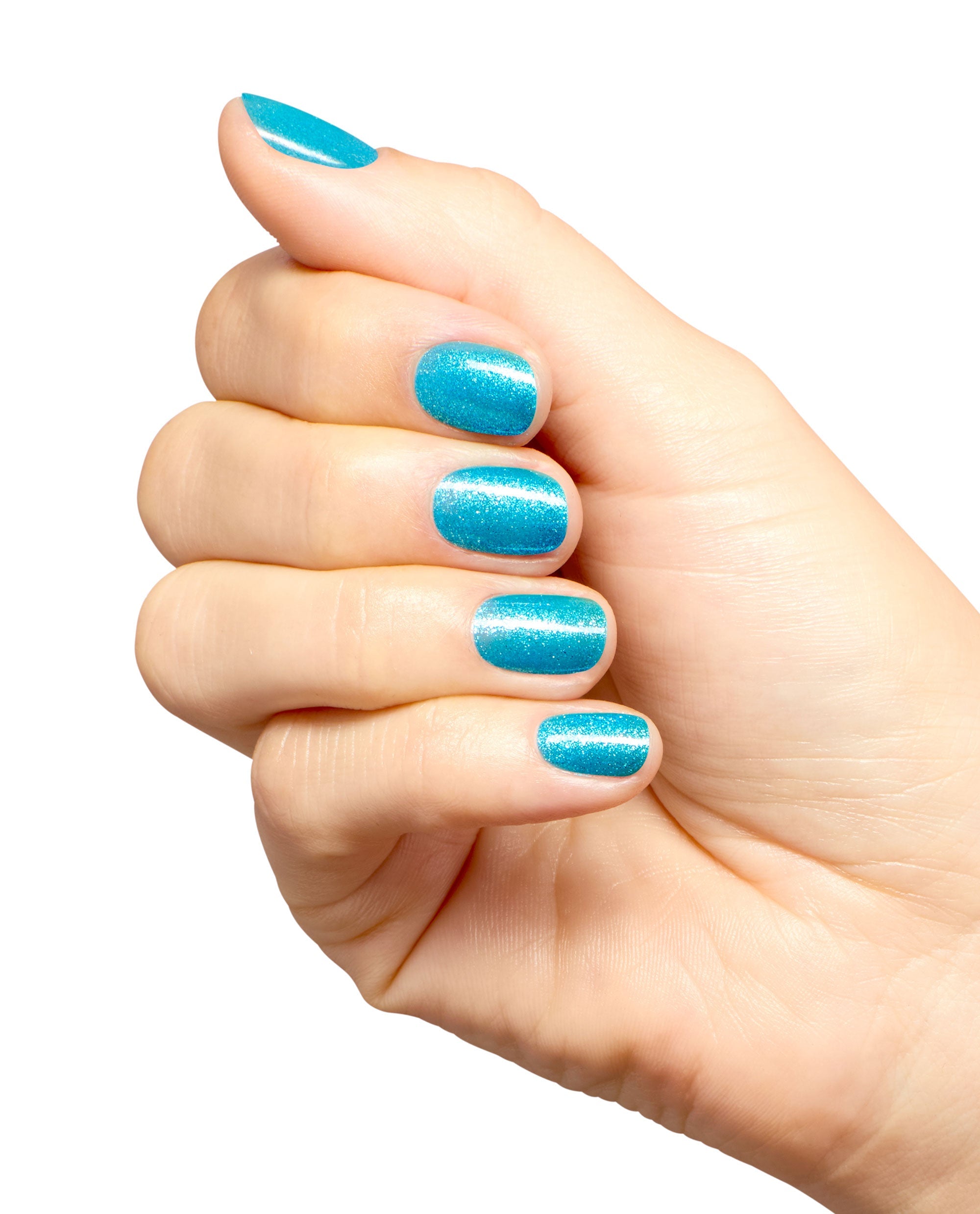 Sky Blue's the Limit Turquoise Shimmer Nail Polish Mani