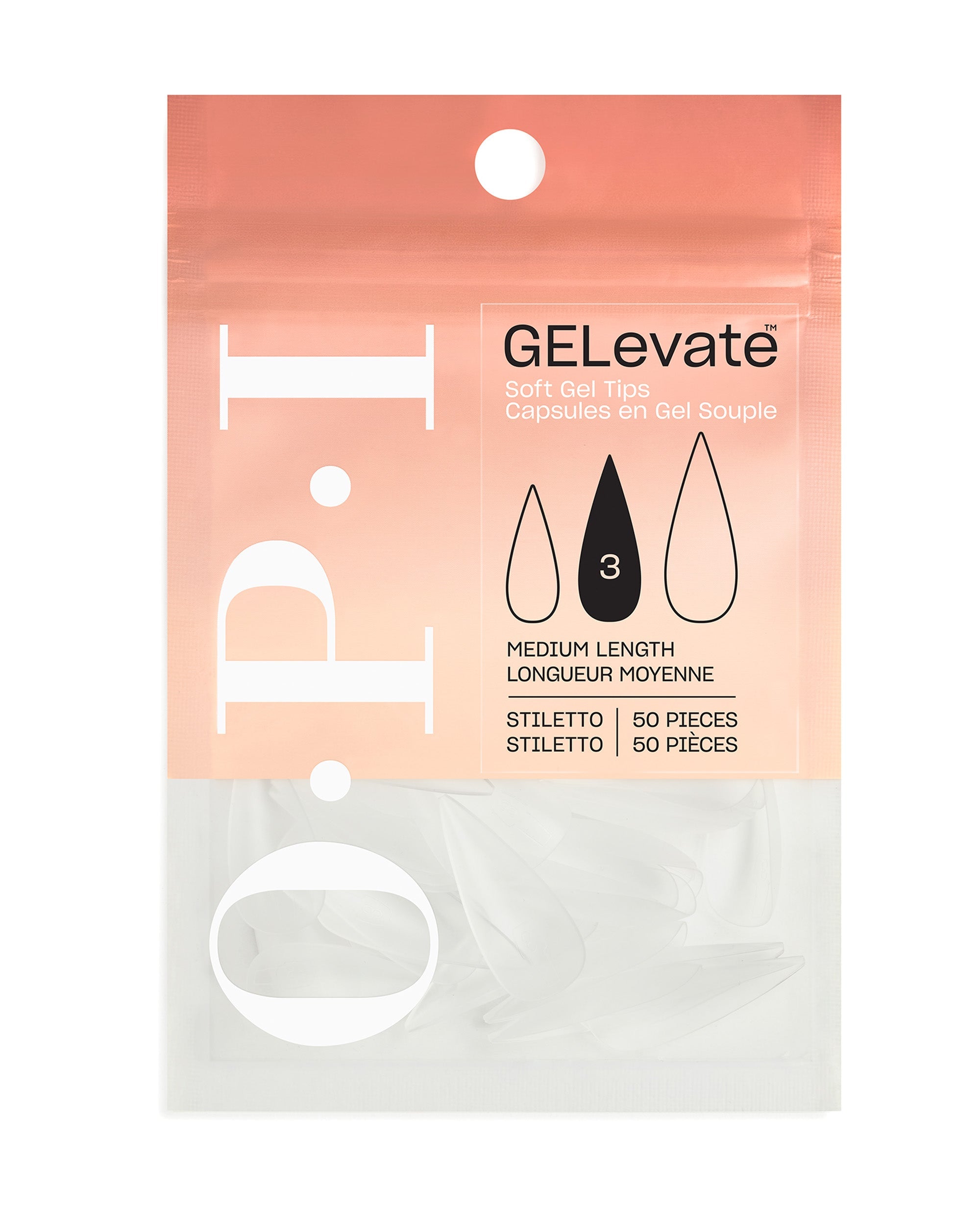 GELevate™ Soft Gel Tips Refill Pack - Stiletto Shape Medium Length