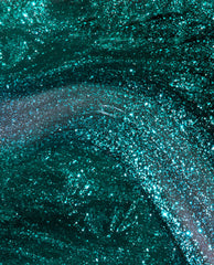 Yuletide Sweetings! gel nail polish swatch—emerald green nail polish packed with teal micro‑glitter shimmering in swirling layers and a glossy finish; a festive pick for spring nail colors and OPI lovers.